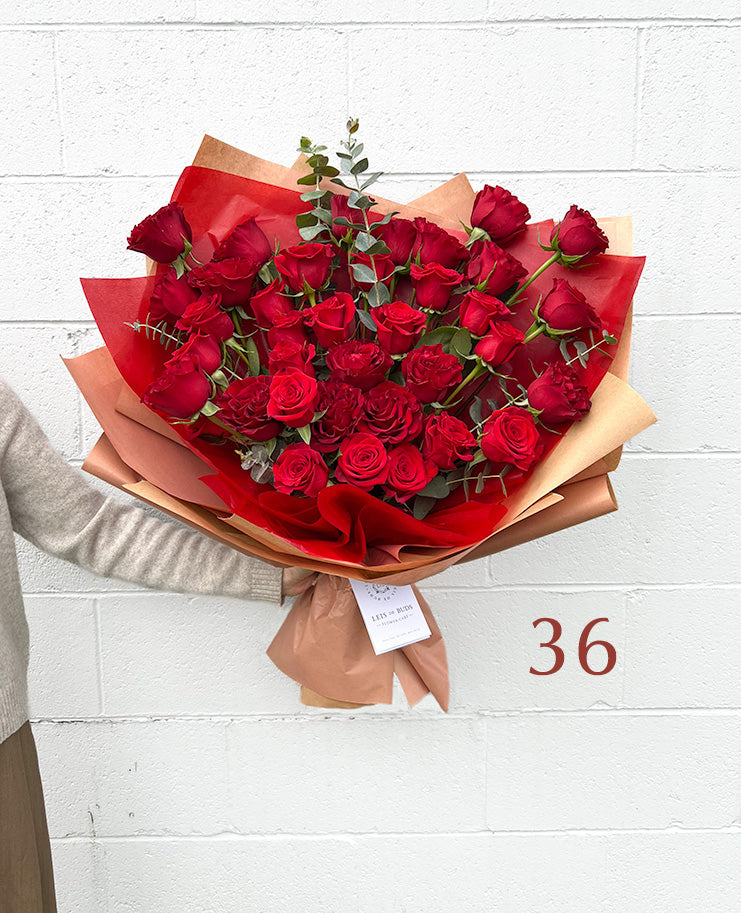 Red Roses Valentine's Bouquet ~ In 12, 24, 36 or 50 Stems!