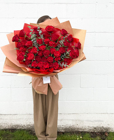 Red Roses Valentine's Bouquet ~ In 12, 24, 36 or 50 Stems!